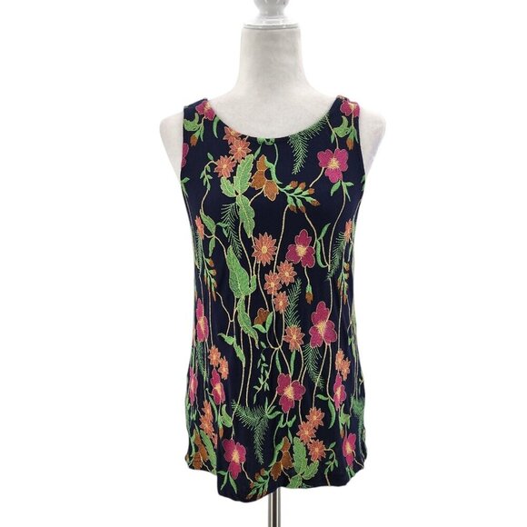 Anthropologie Meadow Rue Cartagena Top Embroidered Floral Tank Top Womens Small - Picture 1 of 9